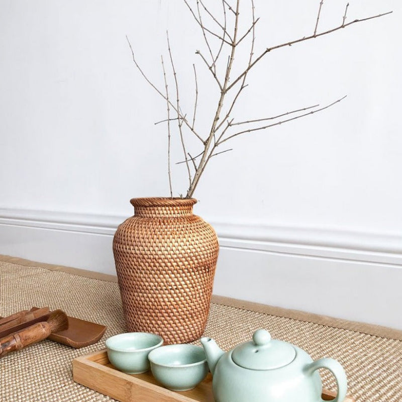 Handcrafted Woven Rattan Vase for Elegant Decor