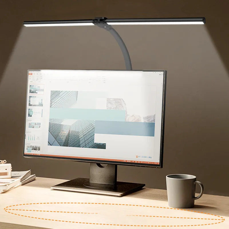 Dual-Head LED Desk Lamp with Adjustable Color and Brightness