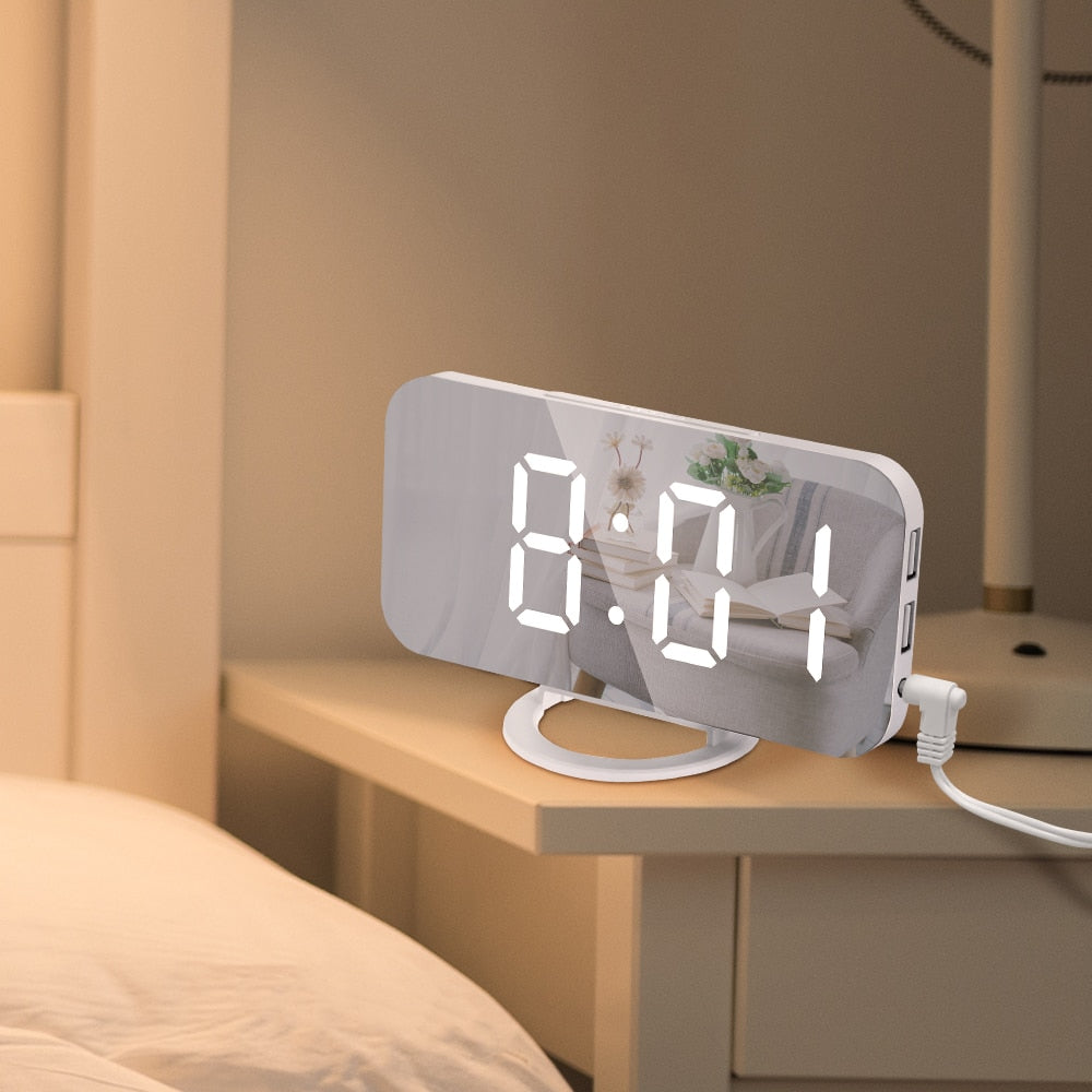 Sleek USB-Powered Alarm Clock with Adjustable LED Display