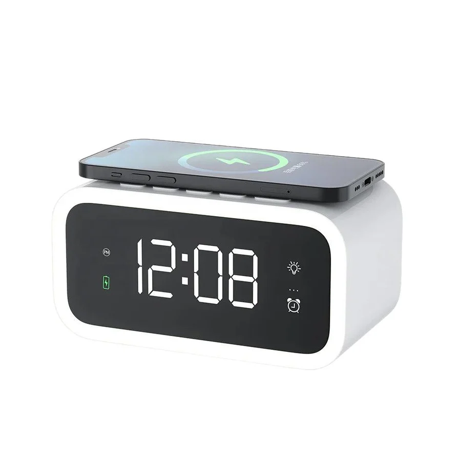 Sleek Alarm Clock with Qi Wireless Charging & Custom Display