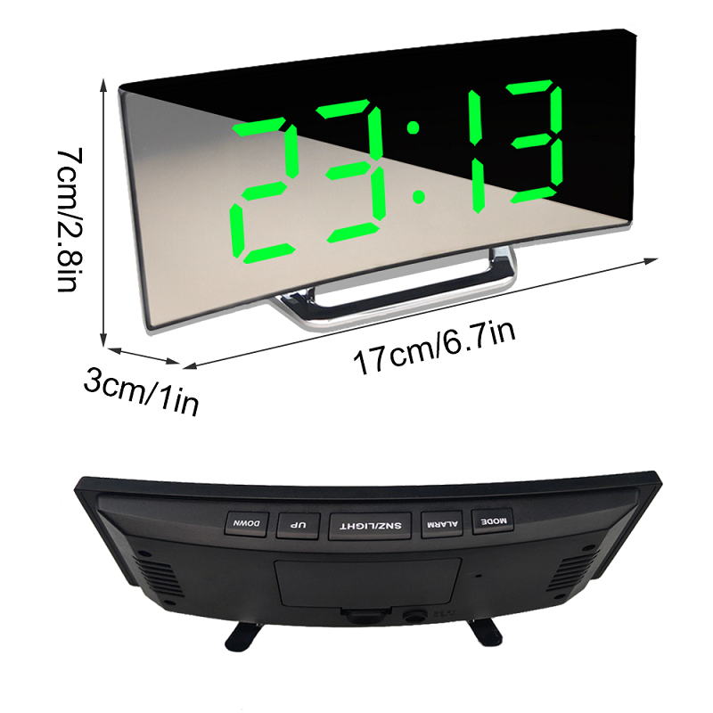 LED Mirror Alarm Clock with Auto Dimming - Digital Time Display