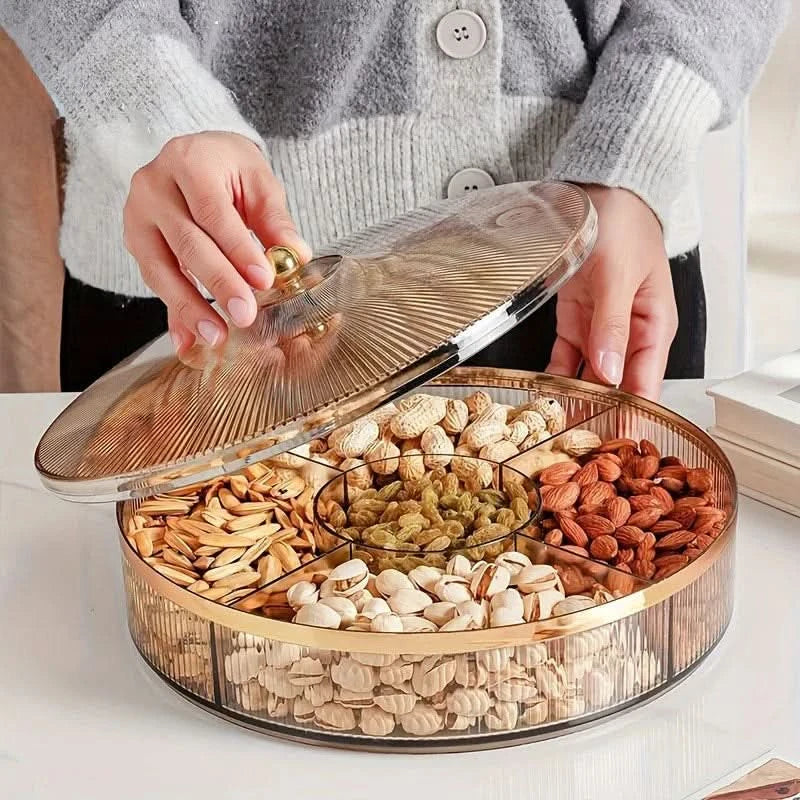 Divided Snack Tray with Lid for Storage and Serving