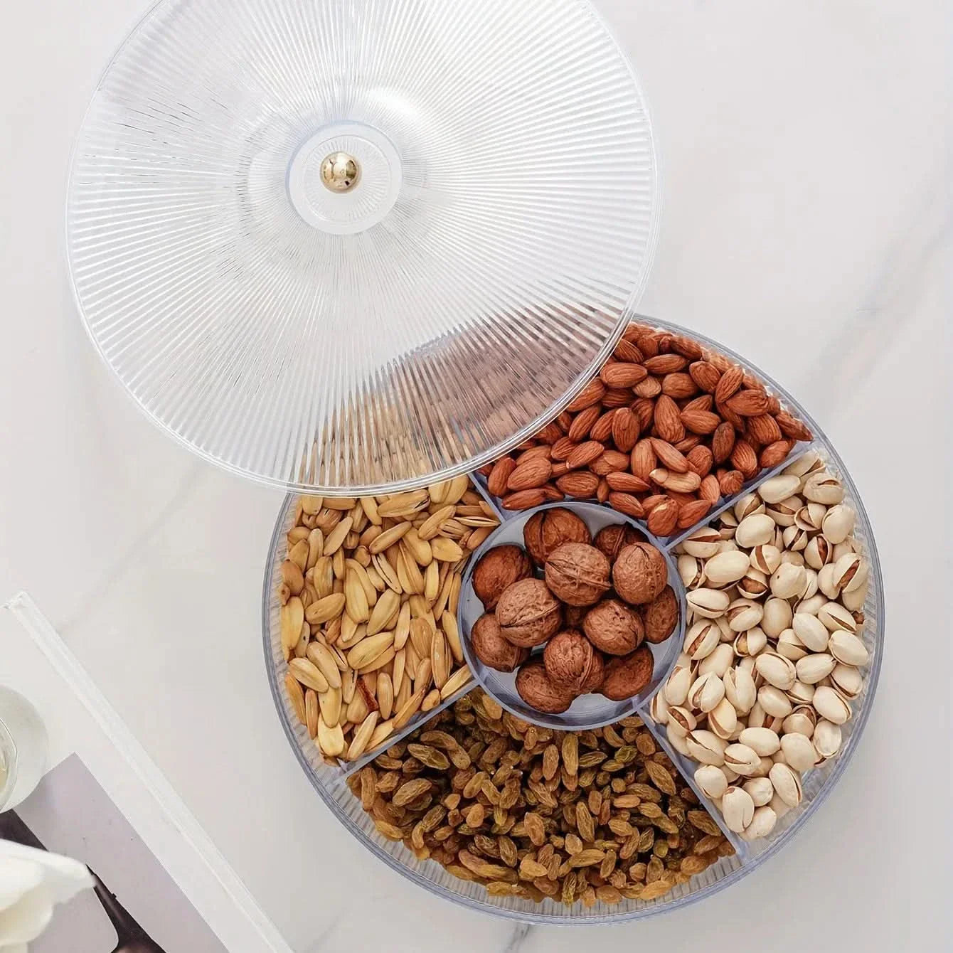 Divided Snack Tray with Lid for Storage and Serving