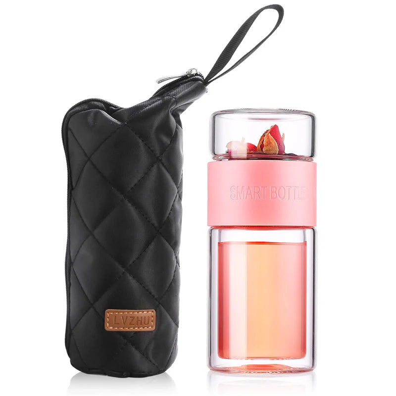 Insulated Glass Tea Infuser Bottle – 7 oz Travel Companion