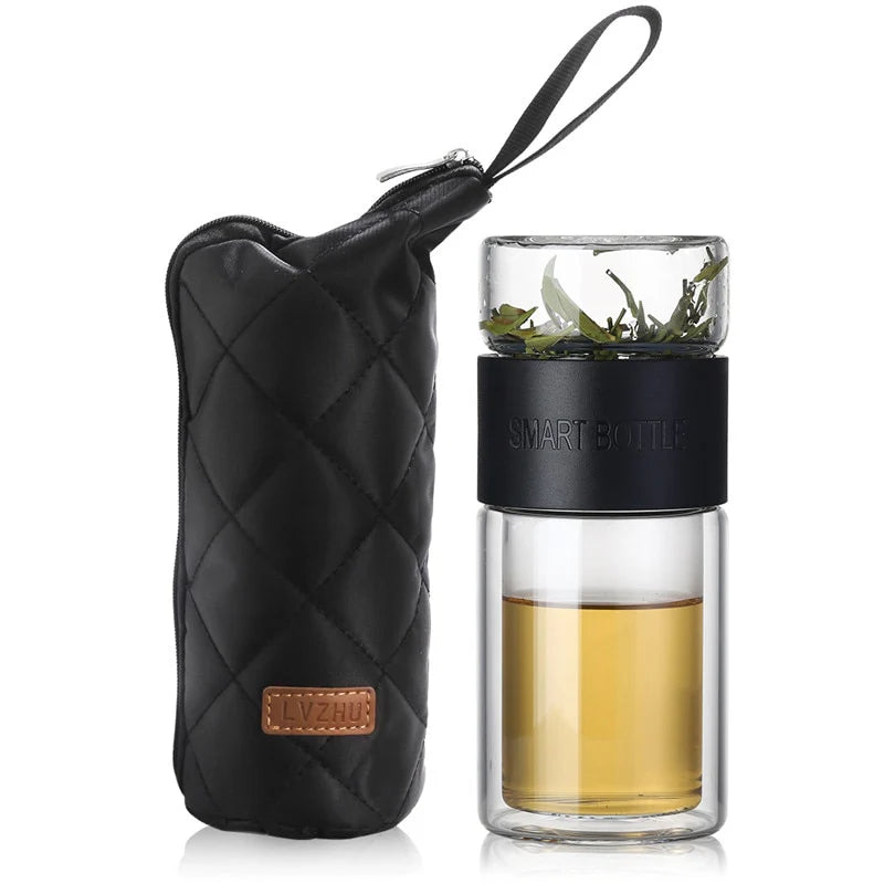 Insulated Glass Tea Infuser Bottle – 7 oz Travel Companion