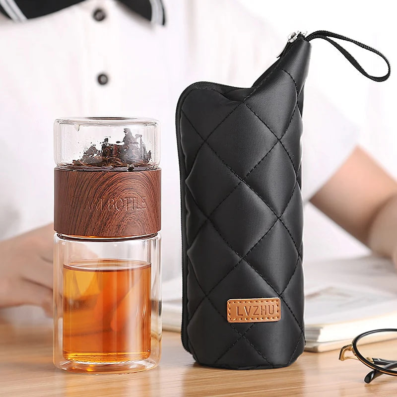 Insulated Glass Tea Infuser Bottle – 7 oz Travel Companion