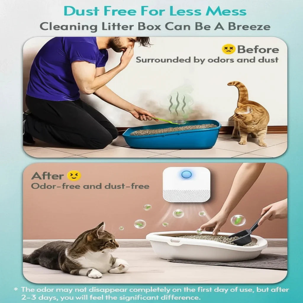 Automatic Odor Eliminator for Cat Litter Spaces