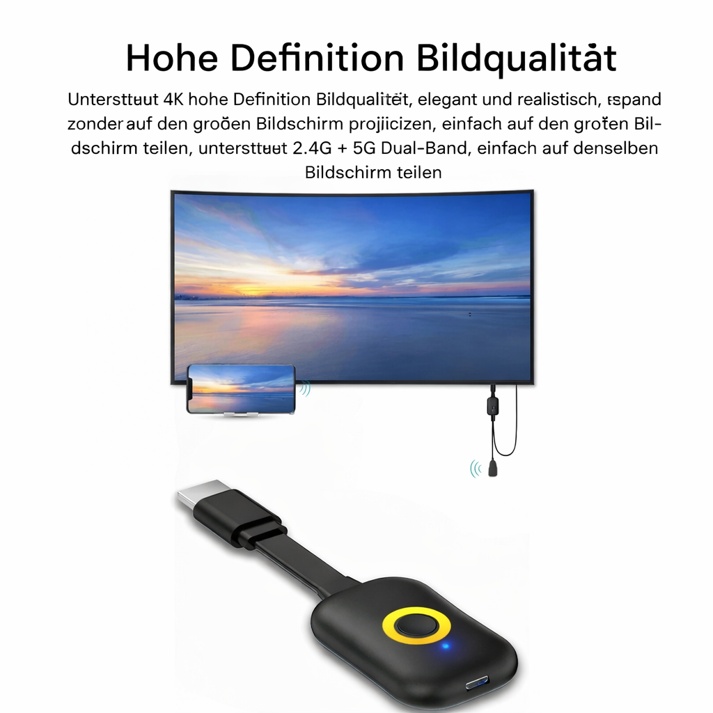 Wireless Display Dongle Adapter | HDMI Plug-and-Play Streaming Device