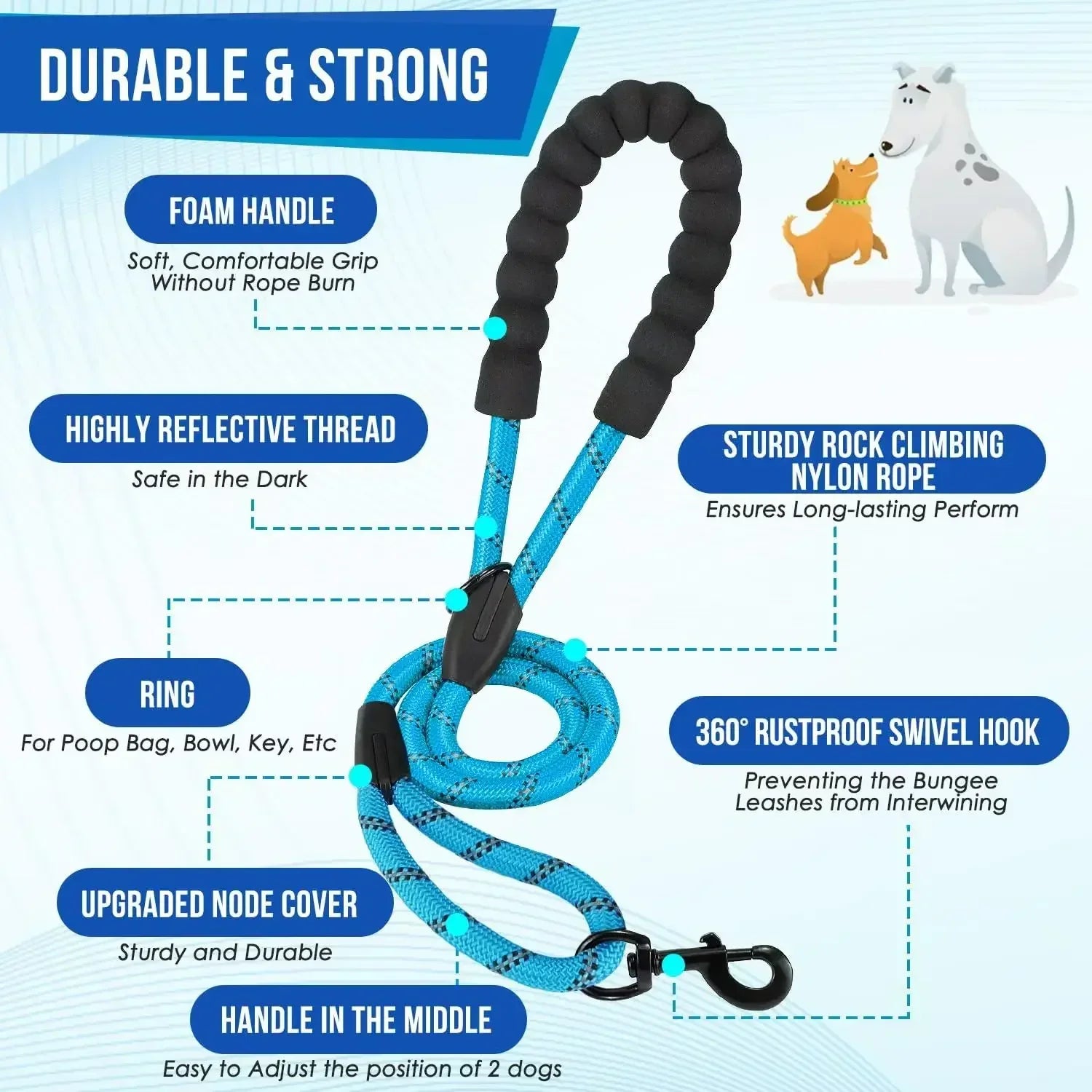 DUO-WALKER LEASH – 360° Dual Dog Leash for Effortless Control