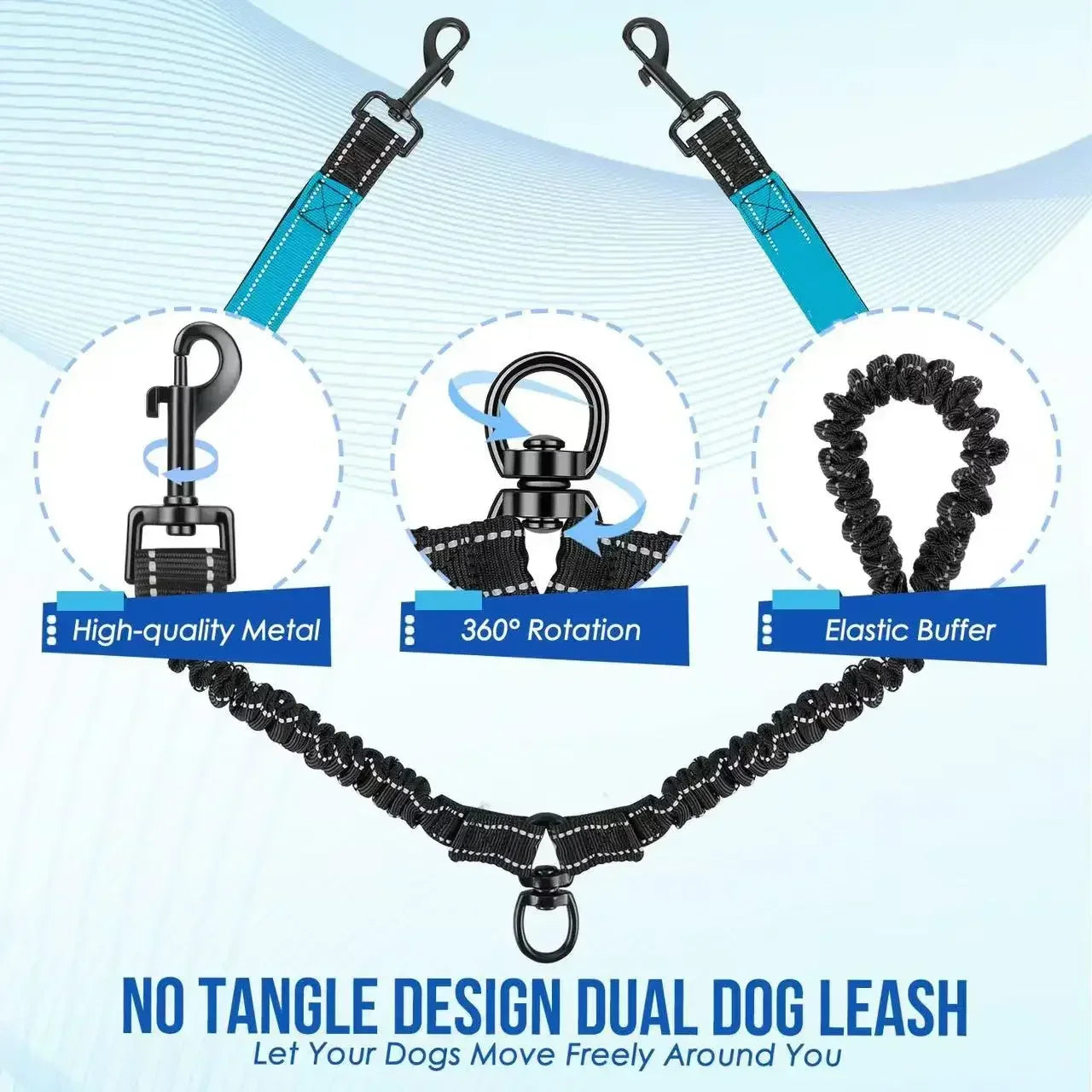 DUO-WALKER LEASH – 360° Dual Dog Leash for Effortless Control