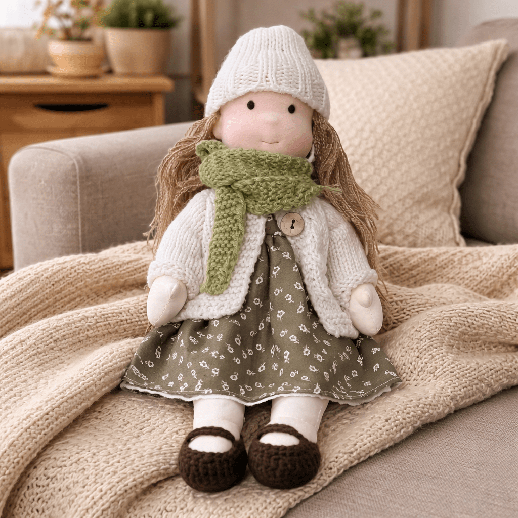 Handcrafted Waldorf Style Cotton Doll for Imaginative Play