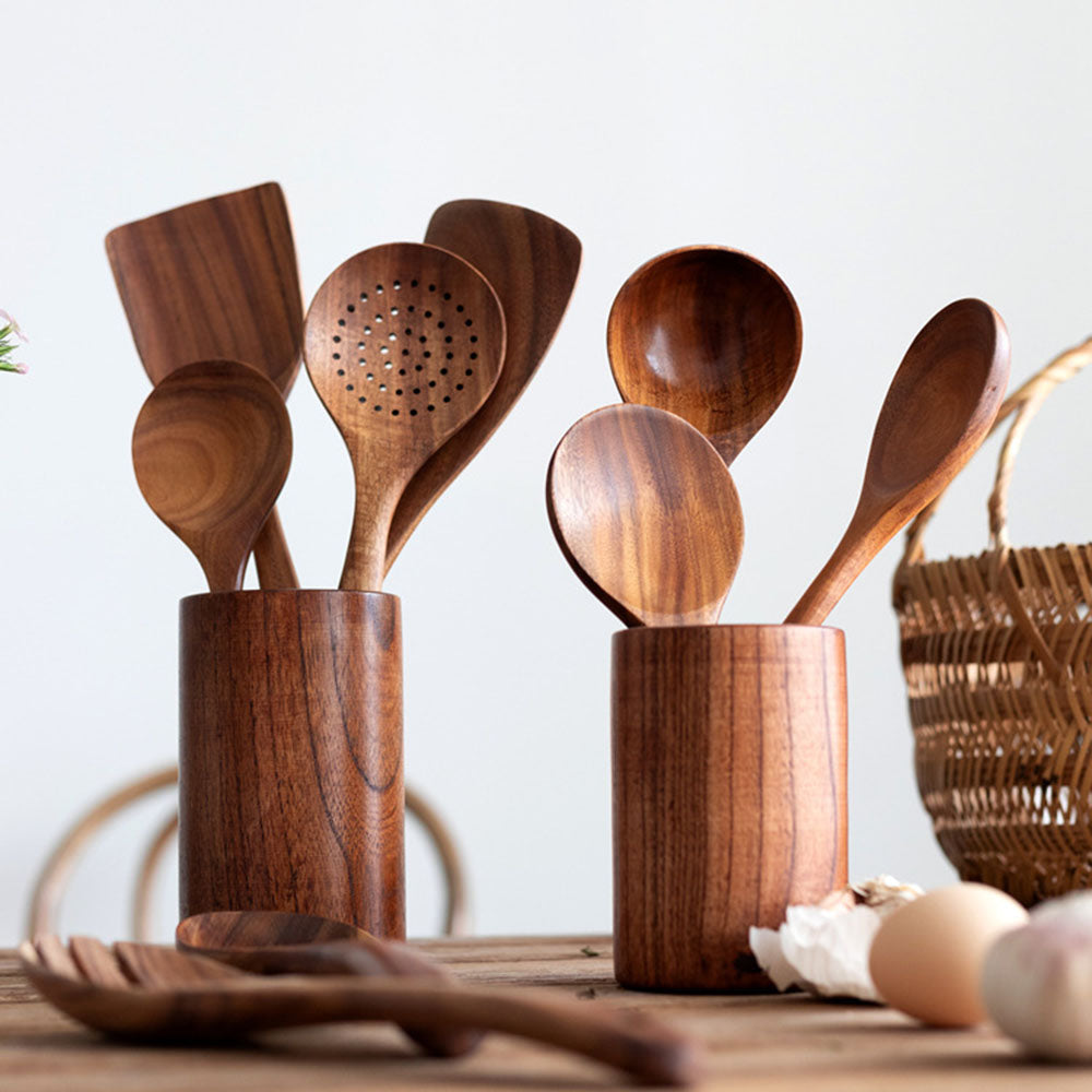 Sustainable Teak Wooden Cooking Utensil Collection