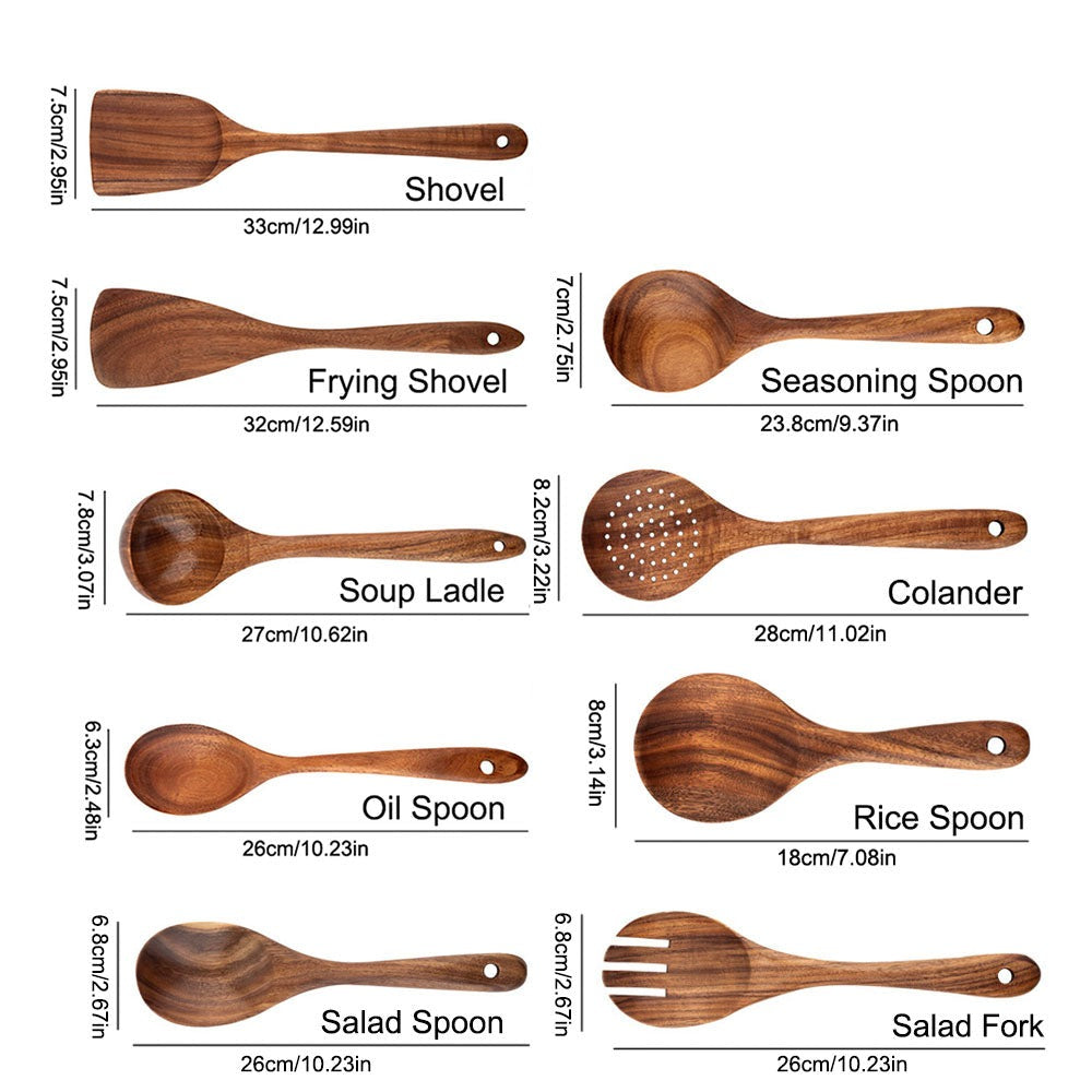 Sustainable Teak Wooden Cooking Utensil Collection