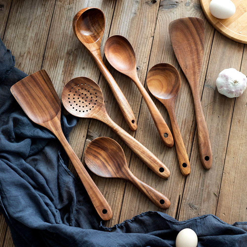 Sustainable Teak Wooden Cooking Utensil Collection