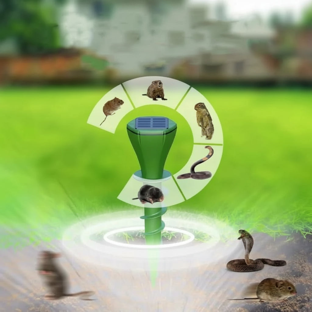 EcoGuard - Solar-Powered Mole Deterrent with Silent Vibration
