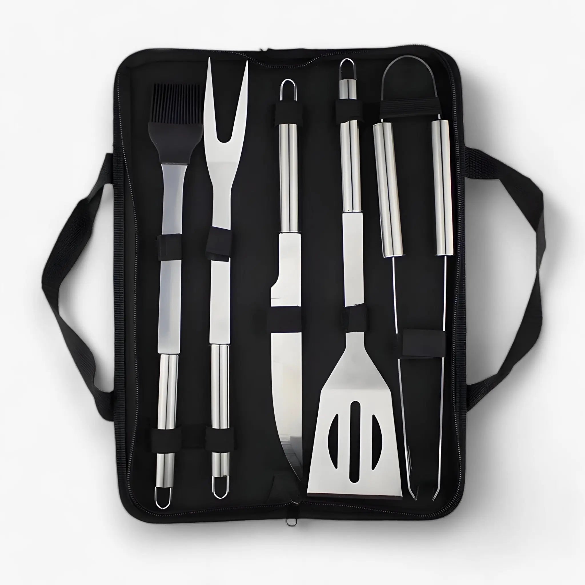 Stainless Steel Barbecue Tool Set with Carry Bag – Heat-Resistant Grip