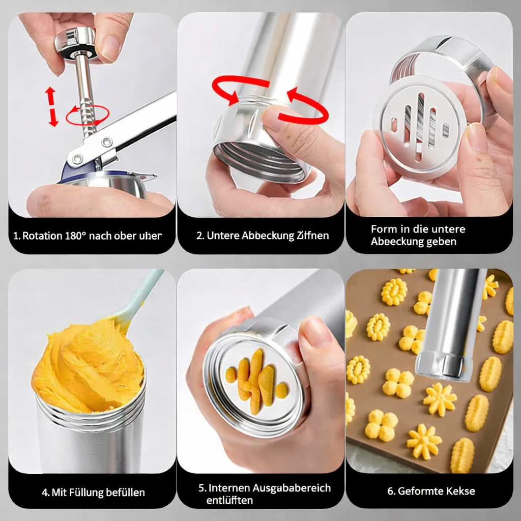 Stainless Steel Cookie Press - Ideal for Uniform Cookies