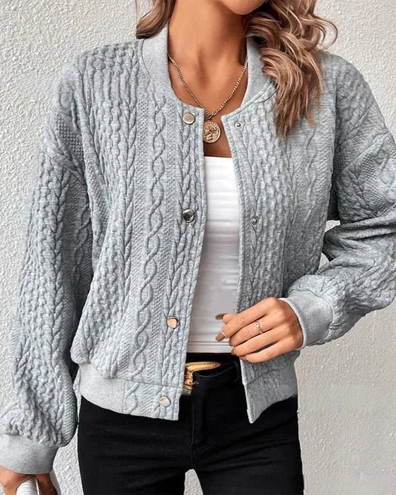 Solid Color Button-Up Knit Cardigan