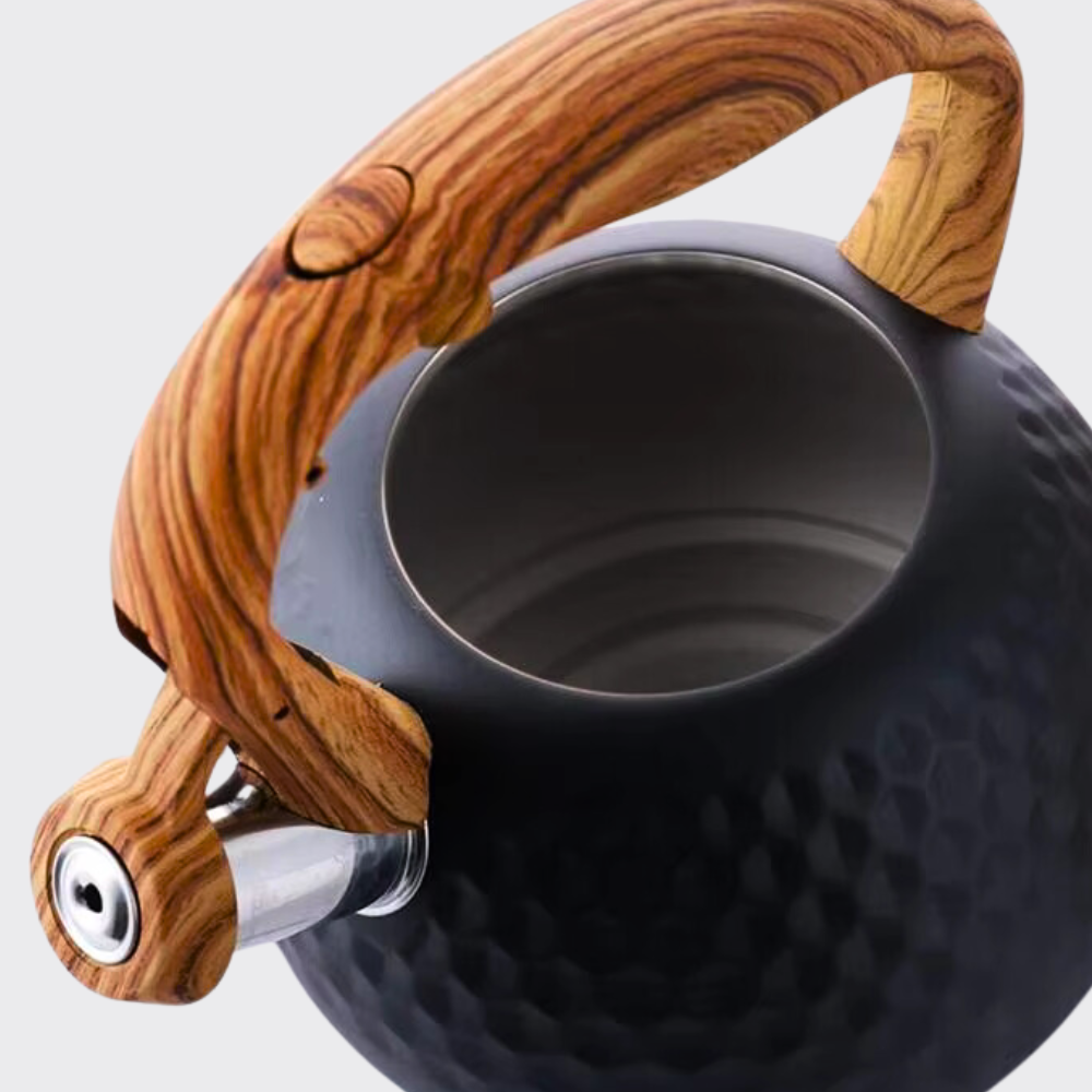 Stylish Electric Kettle with Wooden Handle and Unique Design