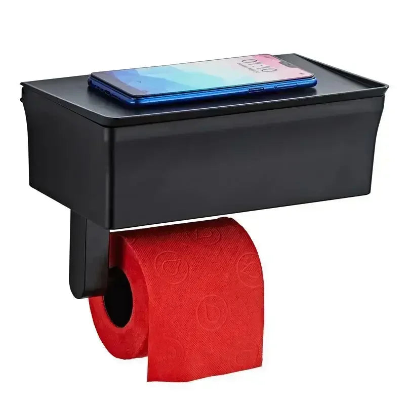 Stylish Wall-Mounted Toilet Paper Holder with Storage Solutions