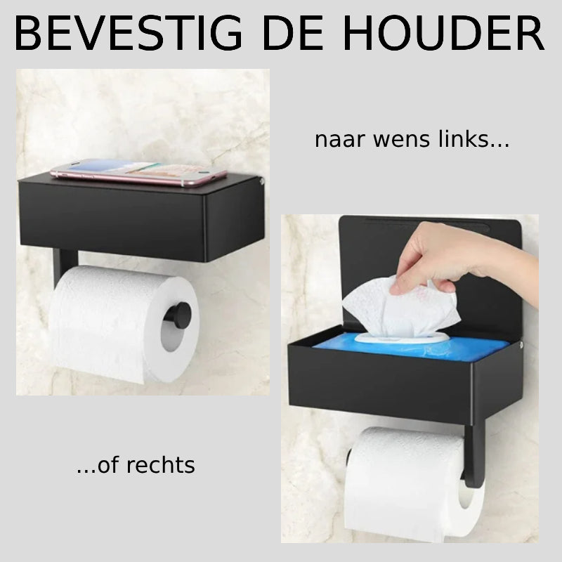Stylish Wall-Mounted Toilet Paper Holder with Storage Solutions