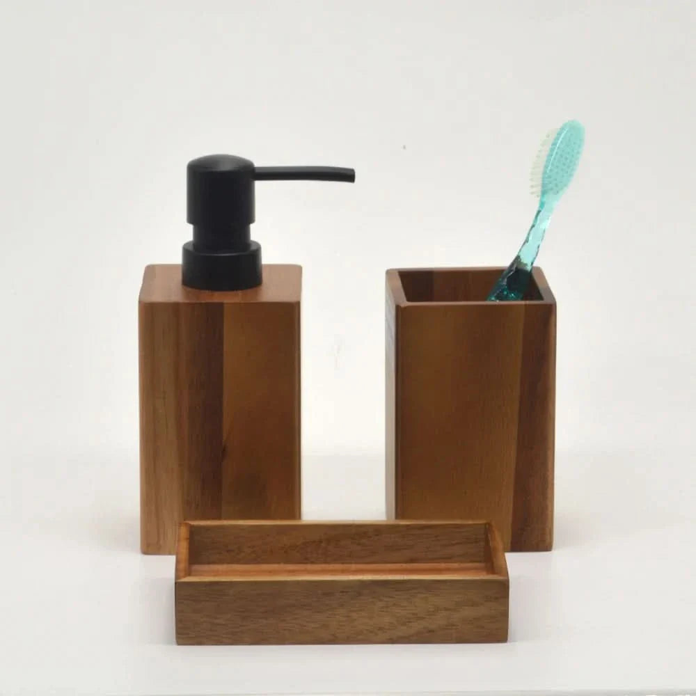Bathroom Set Including Soap Dispenser and Toothbrush Holder
