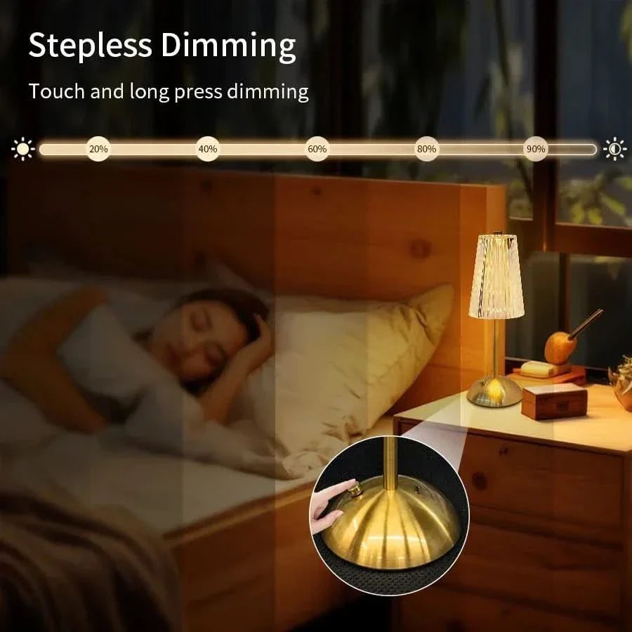 Acrylic Touch Table Lamp – Rechargeable for Stylish Ambient Illumination