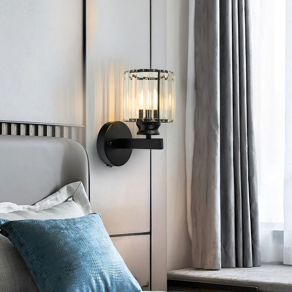 Elegant Wall-Mounted Light Fixture with Crystal Accents