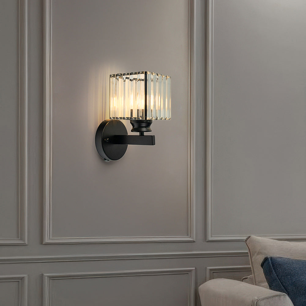 Elegant Wall-Mounted Light Fixture with Crystal Accents