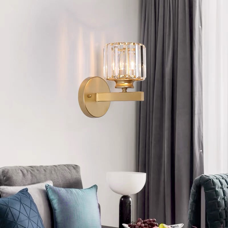 Elegant Wall-Mounted Light Fixture with Crystal Accents