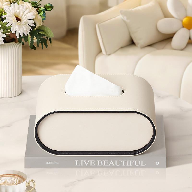 Elegance Refined: Luxe Oval Leather Tissue Holder