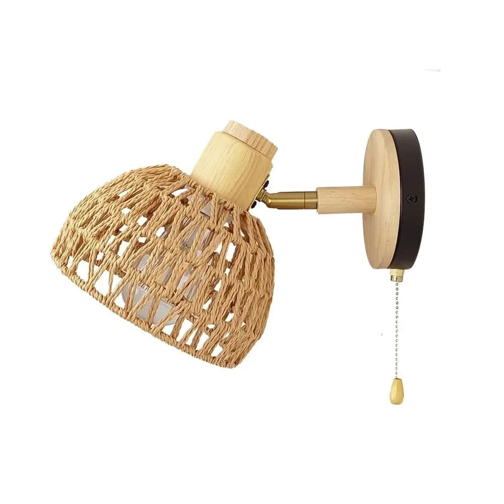 Woven Wall Sconce for Cozy Interiors – Elegant Rattan Design