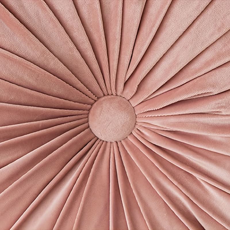 Round Velvet Cushion with Pleated Design