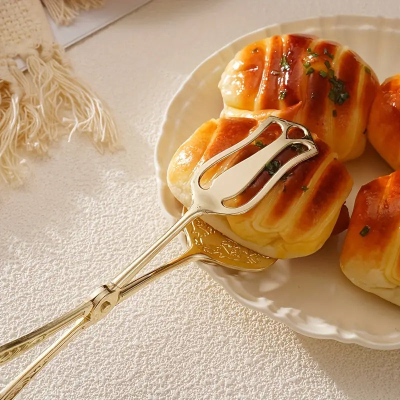 Chic Culinary Tongs with Timeless Engravings – Ideal for Serving Salads and Desserts