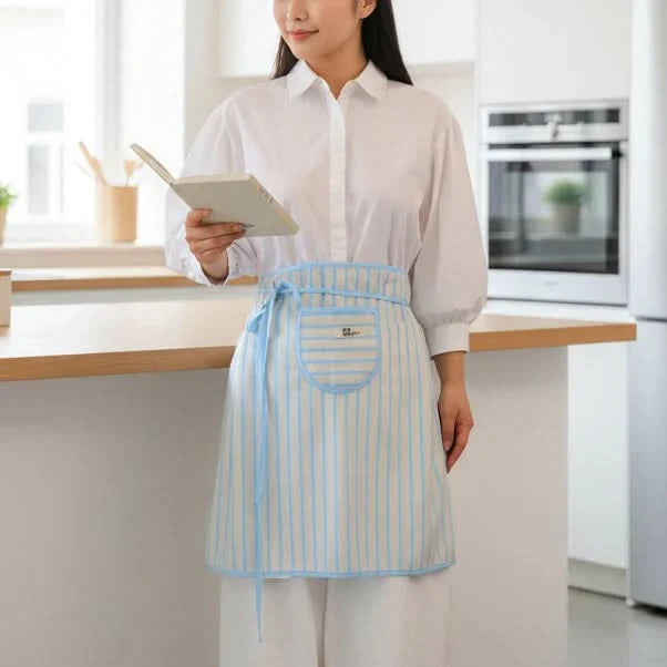 Adjustable Comfort Kitchen Apron with Elegant Stripe Design