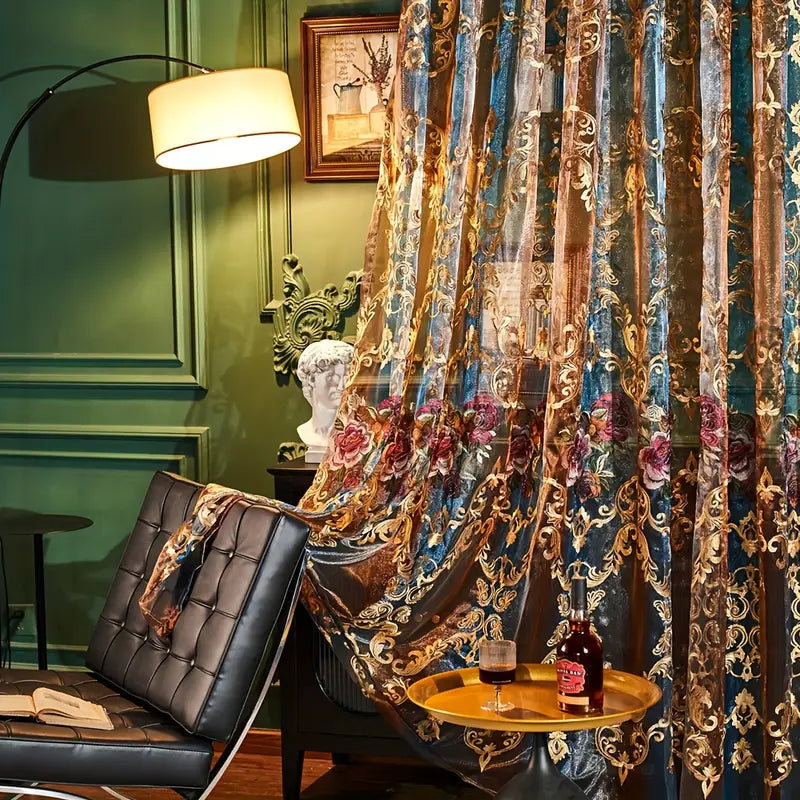 LuxeBloom - Chic Floral Sheer Curtains for Bright Living Spaces
