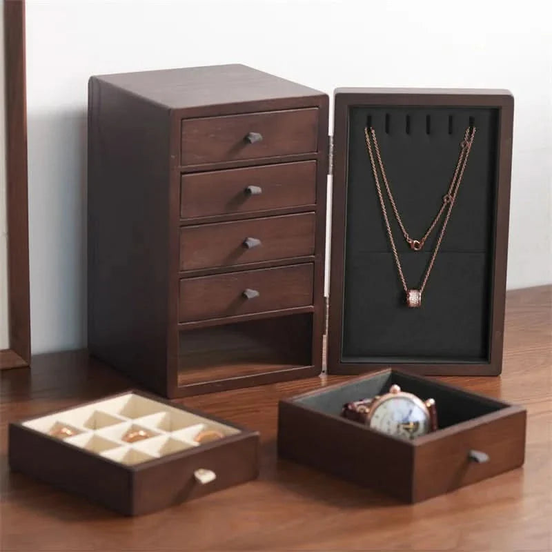 Stylish Multi-Layer Wooden Jewelry Organizer Box