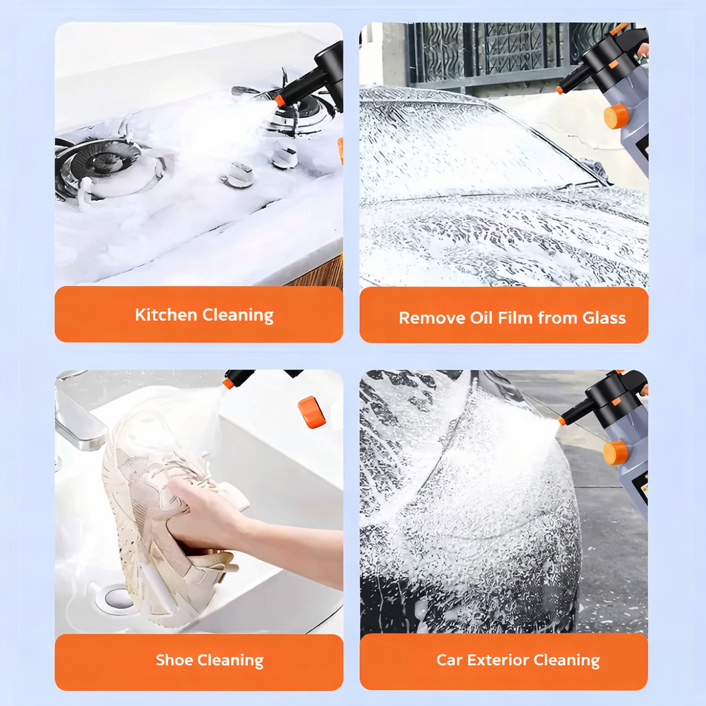 Electric Foam Spray Bottle | Adjustable Nozzle | Sticking Cleaning Foam