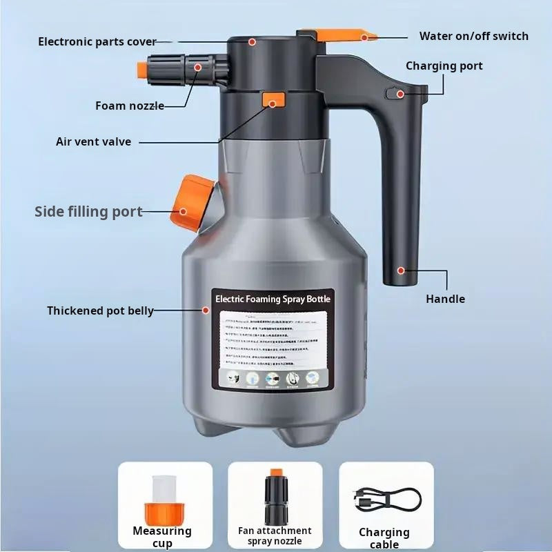 Electric Foam Spray Bottle | Adjustable Nozzle | Sticking Cleaning Foam