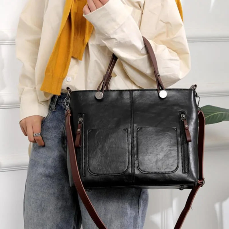 Chic Vintage Leather Shoulder Bag for Women with Artisan Craftsmanship