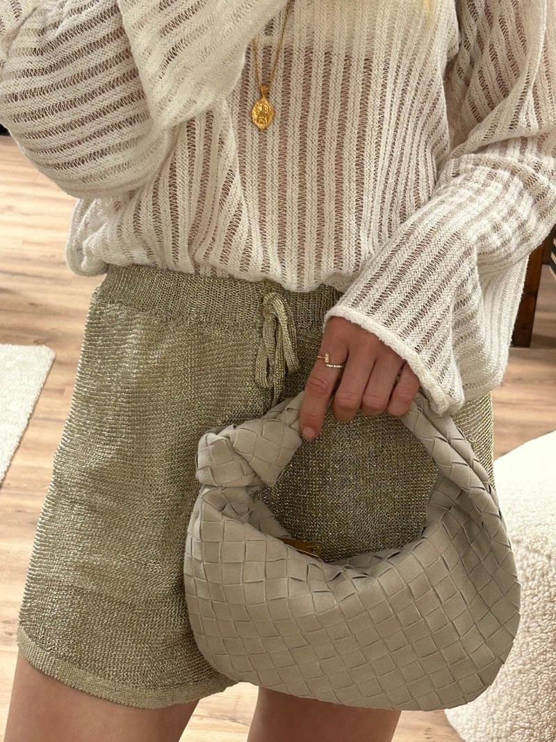 Chic Mini Suede Handbag with Elegant Knot Design