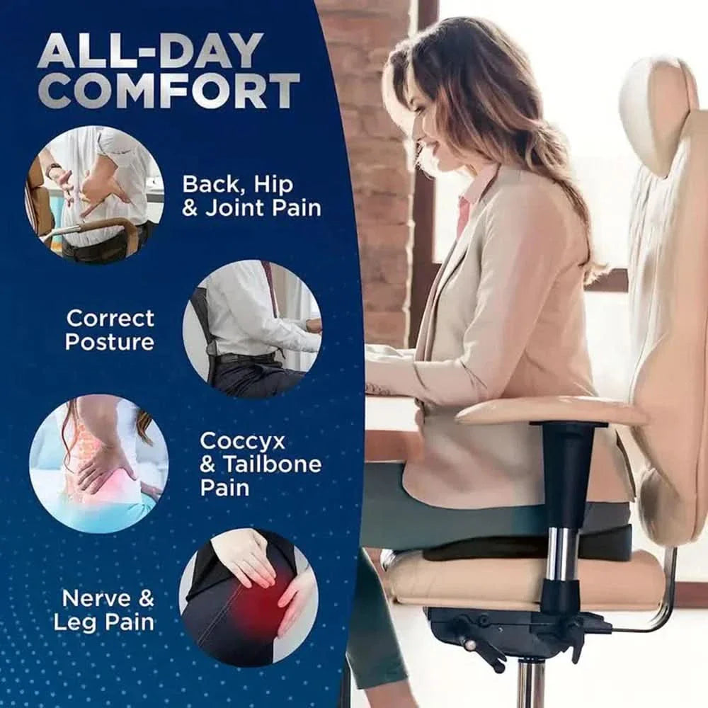 Memory Foam Cushion for Seat Support and Improved Posture