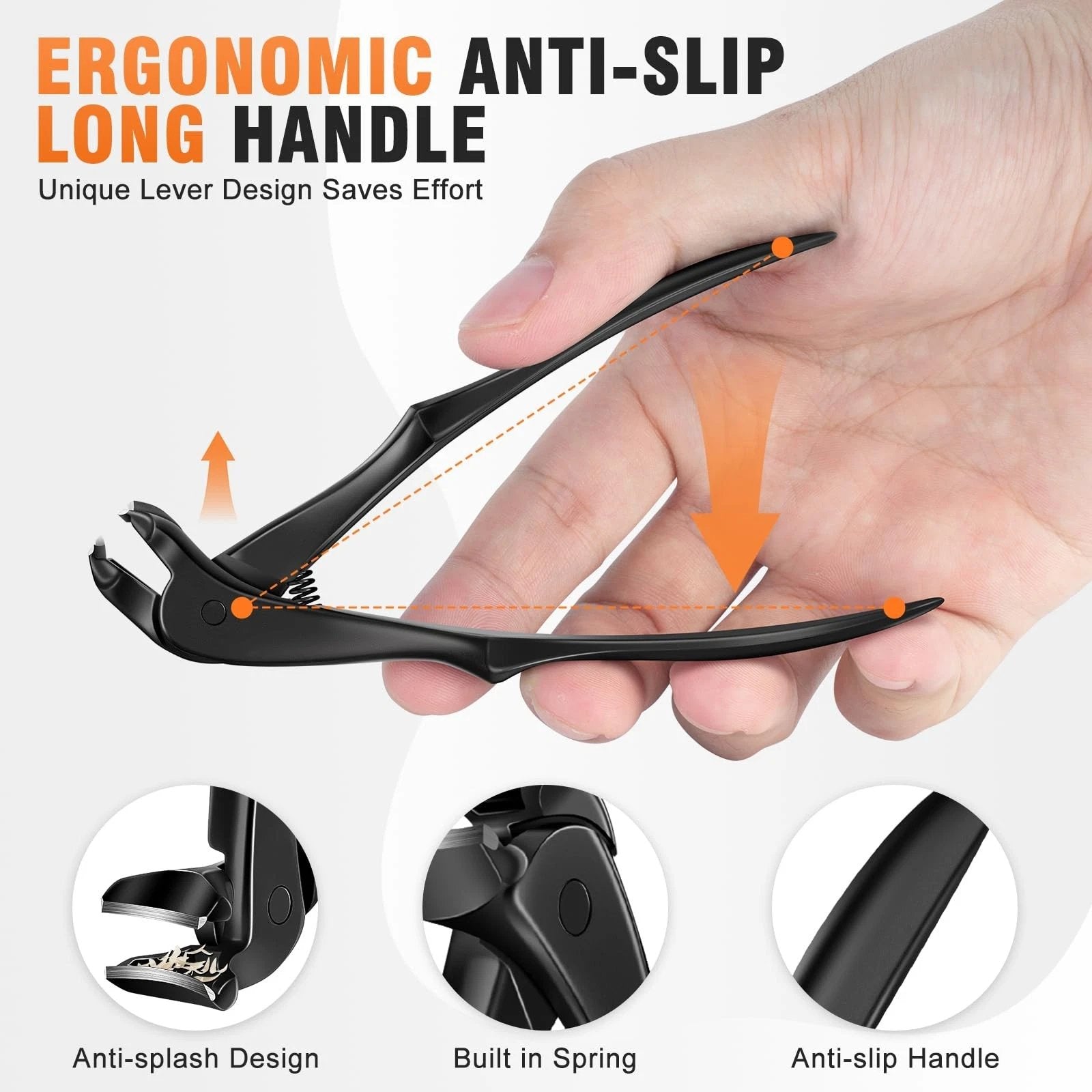 Ergonomic Nail Scissors with Long Handle and Angled Tip