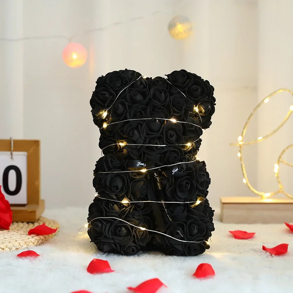 Timeless Rose Bear Gift Set with Illuminated Charm - 25 cm