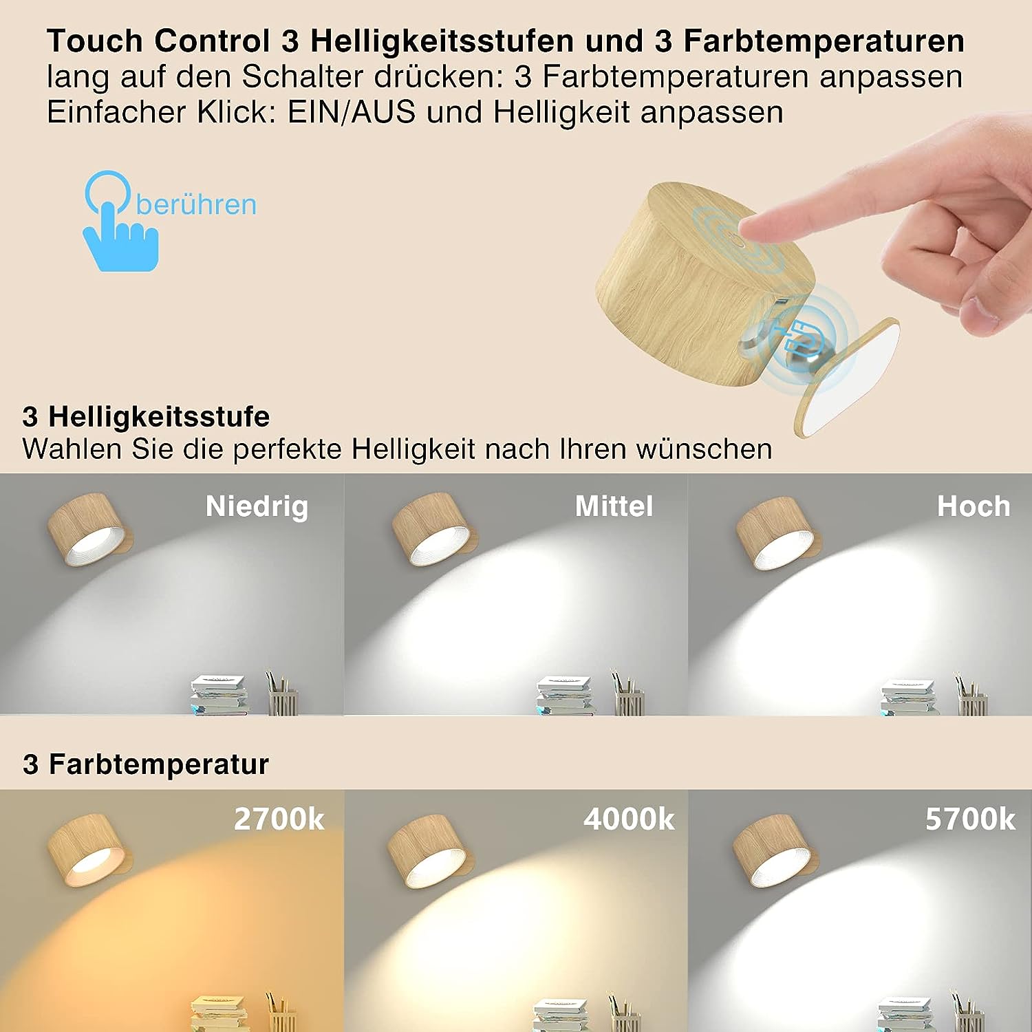 AuraFlex Wireless LED Wall Light with Remote Control