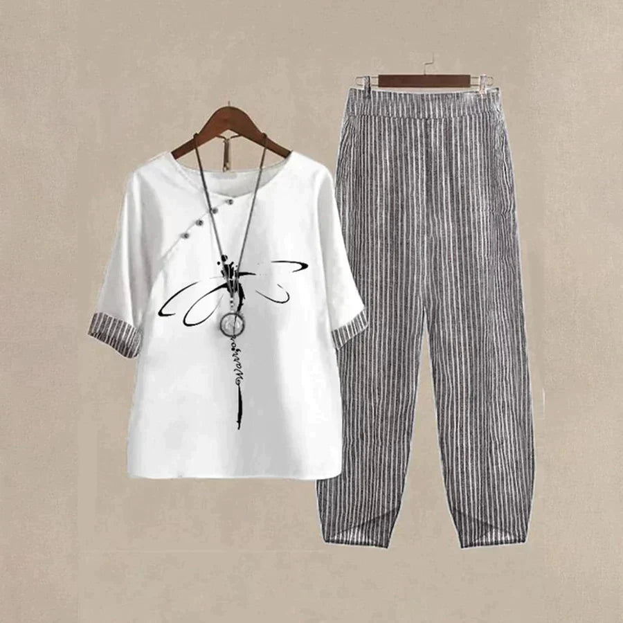 Contemporary Two-Piece Set with 3/4 Sleeves