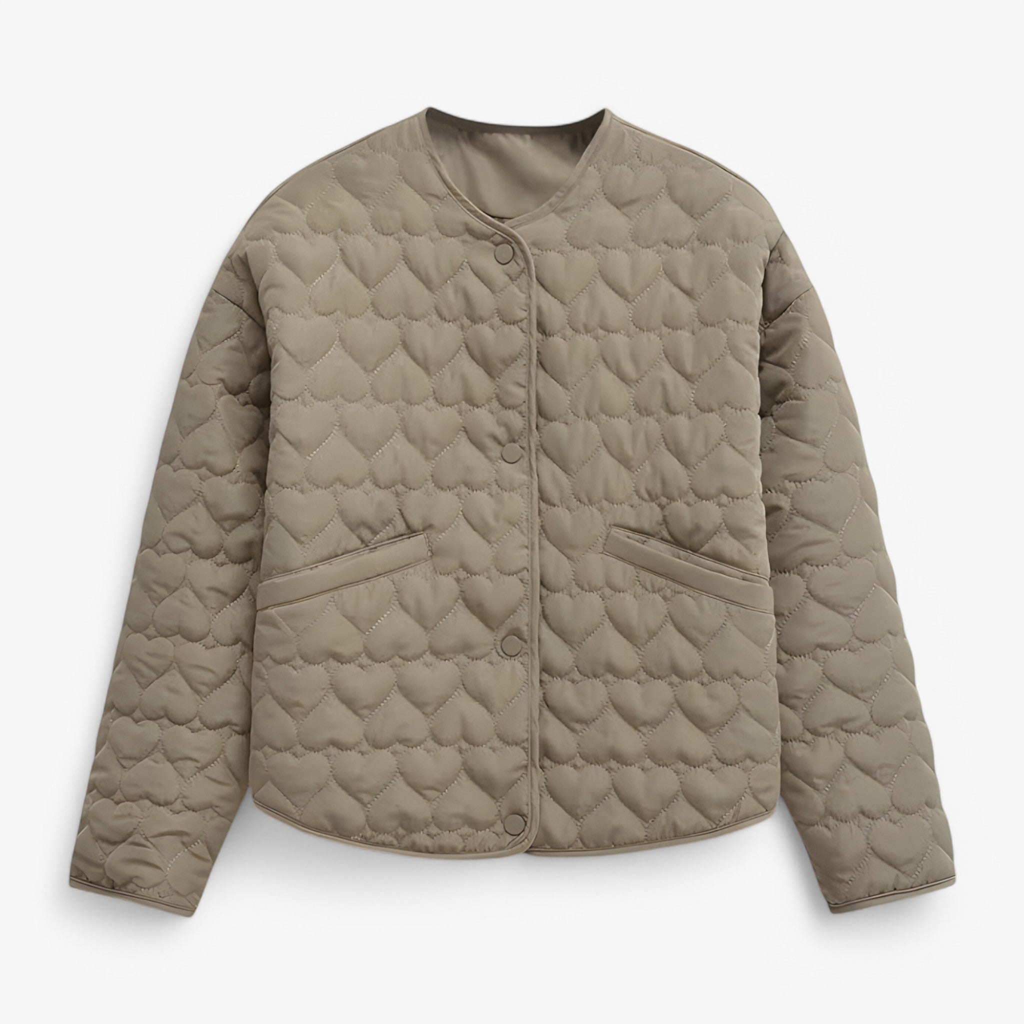 Chic Quilted Heart Coat for Women - Cozy Autumn & Winter Outerwear
