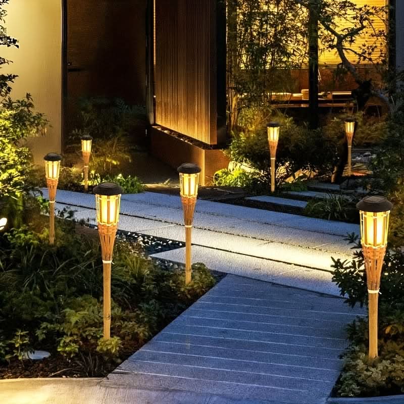 Solar LED Bamboo Lights with Flickering Flame Effect