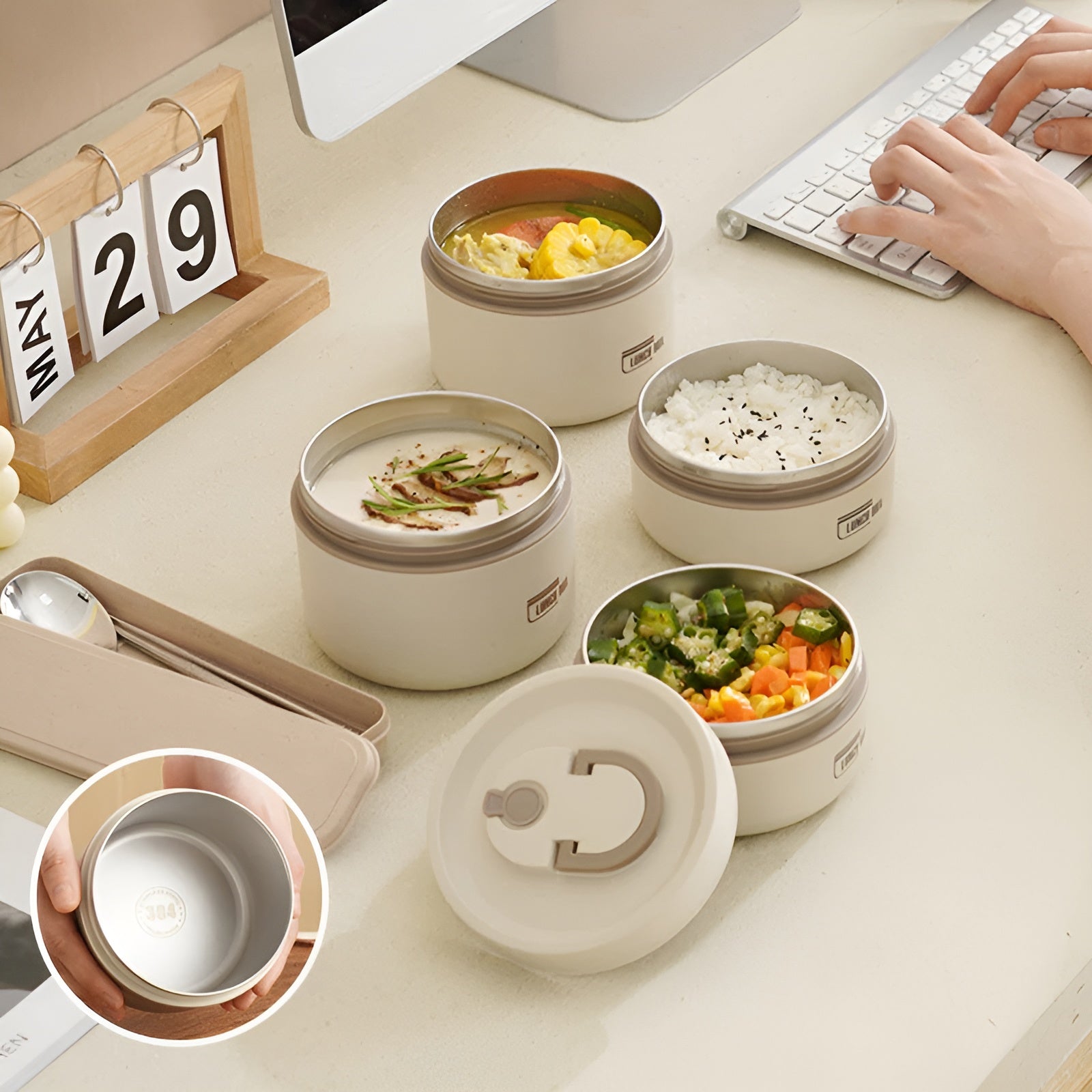 Smart Lunch Carrier with Layered Sections & Spill-Resistant Design | Comes with Stylish Tote