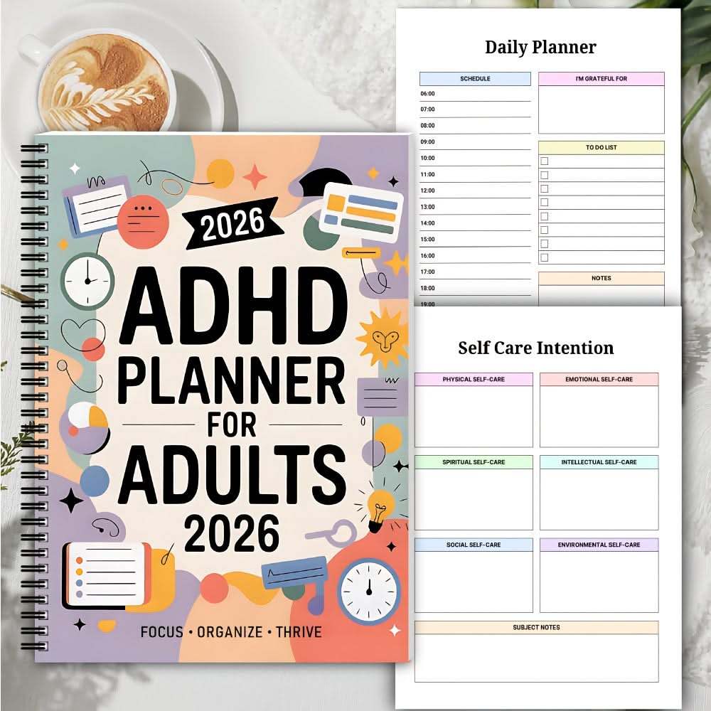 2026 ADHD Planner for Adults - Daily & Weekly Productivity Organizer